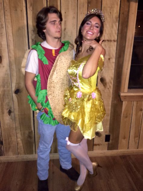 Taco Belle Costume/ taco belle Halloween costume/ belle costume/ pun costume/ disney couples costume/ funny couples costume/ belle couple costume Taco Belle Costume, Pun Party, Blues Clues Costume, Clue Costume, Pair Costumes, Belle Halloween, Halloween Costume Puns, Funny Couple Costumes, Couples Halloween Costumes