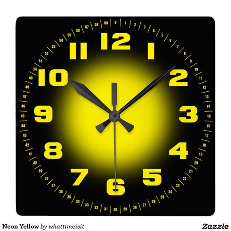 Neon Yellow Clocks Yellow Clocks, Collage Pictures, Neon Quotes, Neon Clock, Canvas Collage, Cool Clocks, Large Clock, Yellow Aesthetic, Picture Collage