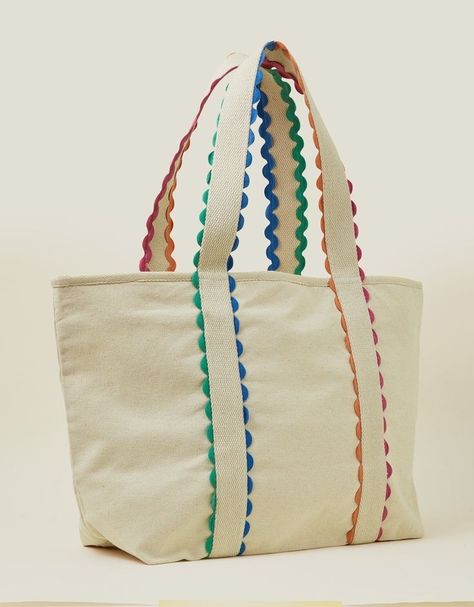 Diy Bag Designs, Ric Rac, Eco Bag, Beach Bags, Fabric Bags, Market Bag, Fabric Bag, Cute Bags, Shopper Bag