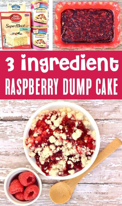 Raspberry Dump Cake Recipes Dump Cake Recipes Raspberry, Dump And Bake Dessert Recipes, Fresh Raspberry Dump Cake, White Cake Dump Recipes, Recipes Using Canned Raspberry Pie Filling, Berry Dump Cake Recipes, Raspberry Dump Cake Recipes, Chocolate Raspberry Dump Cake, Raspberry Dump Cake