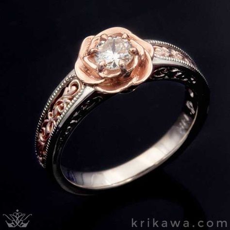 Veragio Ring, Vintage Rose Gold Engagement Rings, Vintage Rose Design Flower Ring For Wedding, Vintage Rose Design Rings As Gift, Vintage Rose Flower Ring With Rose Design, Formal Flower-shaped Rose Design Ring, Veragio Engagement Rings, Silver Flower-shaped Rings With Rose Design, Gold Diamond Wedding Rings