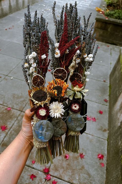 BURNABLE BOUQUETS – Ronniefloweer LLC Boho Witch Wedding, Handfasting Ceremony Decorations, Witchy Wedding Inspiration, Non Flower Wedding Bouquets, Garden Witch Wedding, Witchy Backyard Wedding, Pagan Wedding Ideas Wicca, Rustic Alternative Wedding, Witchy Wedding Reception