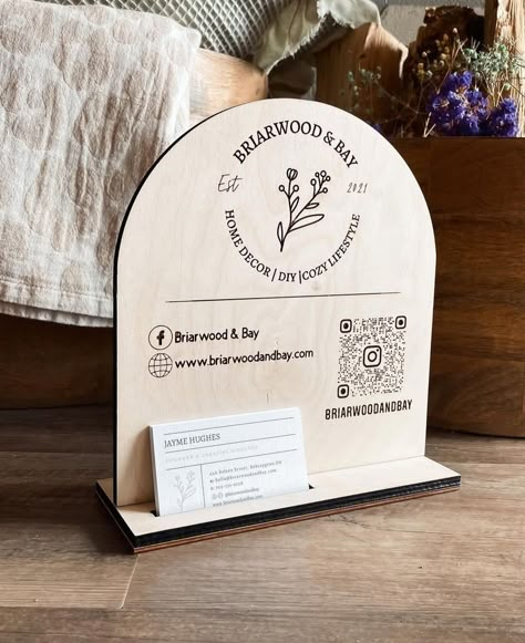 Farmers Market Display, Craft Market Display, Laser Cut Decor, Business Card Stand, Barber Shop Decor, Laser Cut Wood Crafts, Craft Booth Displays, Arch Shape, Vendor Booth