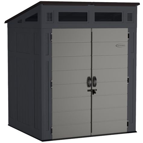 Sheds - Outdoor Storage - Suncast® Corporation Suncast Storage Shed, Cedar Lumber, Roof Colors, Transom Windows, Shed Design, Black Floor, Outdoor Essentials, Floor Colors, Black Doors