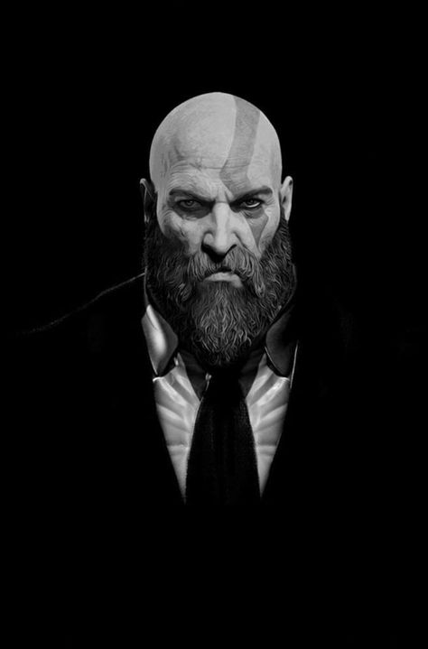 Kratos In Suit, Blank Pages Aesthetic, Kratos Art, Fine Pictures, Deadpool Hd Wallpaper, Greek Warriors, Batman Ninja, God Of Wars, Gaming Poster