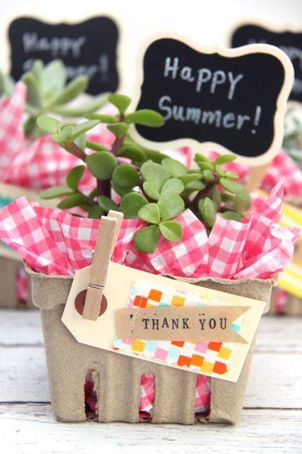 Succulent Berry Basket Gift Idea // SmashedPeasandCarrots.com Summer Party Favors For Adults, Picnic Favors, Culinary Basics, Volunteer Ideas, Smashed Peas, Garden Party Favors, May Day Baskets, Summer Party Favors, Secret Sister Gifts