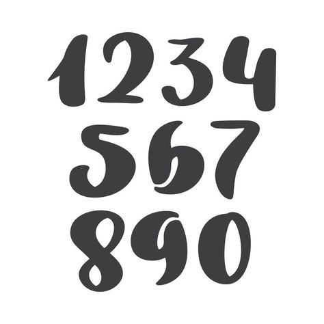 vector set of calligraphic ink numbers. ABC for your design, brush lettering, Handwritten brush style modern cursive font isolated on white background Fancy Cursive Fonts, Modern Calligraphy Alphabet, Number Tattoo Fonts, Abc Font, Numbers Typography, Bold Script Font, Bubble Letter Fonts, Number Fonts