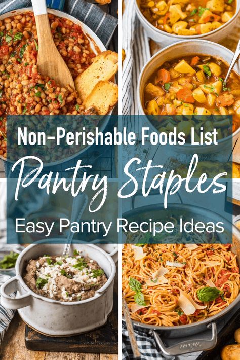 Stock up on these non-perishable food items and pantry staples so you are always well-prepared for the unexpected. Plus get a few pantry recipes ideas and tips for easy meals without fresh foods. #thecookierookie Best Easy Chili Recipe, Pantry Basics, Pantry Recipe, Pantry Recipes, Non Perishable Foods, Hearty Vegetable Soup, Grandma's Recipes, Homemade Salsa Recipe, Non Perishable