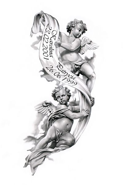 Baby Angel Tattoo, Lovers Tattoo, Cupid Tattoo, Heaven Tattoos, Cherub Tattoo, Cross Tattoos, Upper Arm Tattoos, Jesus Tattoo, Angel Tattoo Designs