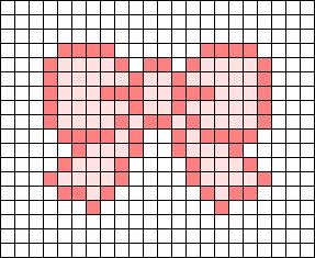 Bead Art Template, Pixel Bead Art Pattern, Twice Alpha Pattern, Square Pixel Pattern, Cute Simple Cross Stitch, Easy Grid Patterns, Cross Stitch Ideas Easy, Crochet Grid Patterns Easy, Bow Grid Pattern