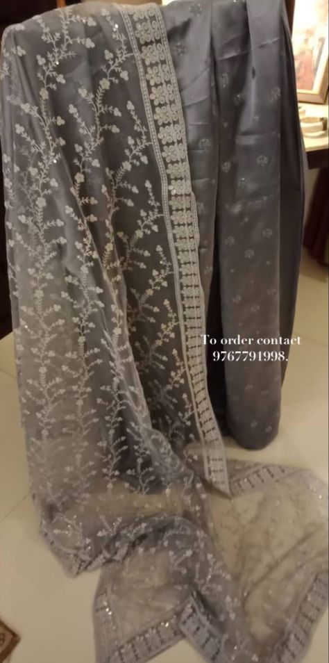 2.5mtrs Silk Self Embroidery Kurti Fabric . 2.5mtrs Grey Intricate Thread and Sequins Dupatta . 2.5mtrs Cotton Silk Bottom. #indianwedding #indianfashionblogger #indianfashion #indianbride #indianbride #indianwear #indianoutfit #indiansuit #kurta #instagram #suitsforwomen Self Embroidery, Embroidery Kurti, Silk Bottoms, Indian Suits, Indian Outfit, Wedding Collection, Indian Bride, Indian Wear, Cotton Silk