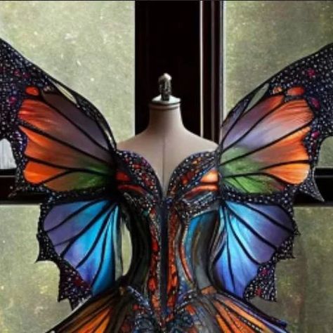 Black Crystalline (MV) on Instagram: "Butterfly Dress 🦋  #stunning #abfab #butterfly #dress #gown #colorful #hautecouture #fashionworld #fashionlove #dressoftheday #pieceofart #artoftheday #butterflydress #dreamy #fairytale #fashionandart #stylegram #fashiongram" Butterfly Dresses, Butterfly Dress Gowns, Abstract Dress, Butterfly Dress, Butterfly Shape, Art Day, Gowns Dresses, Fairy Tales, Art Pieces