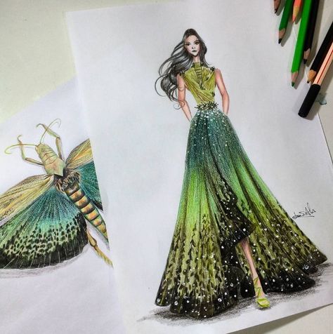 Nature Inspired Dress Illustration, Dress Illustration, Fashion Illustration Sketches Dresses, Nature Dress, Sketches Dresses, Fashion Illustration Sketches, Aesthetic Stuff, Fashion Design Drawings, Fashion Inspiration Design