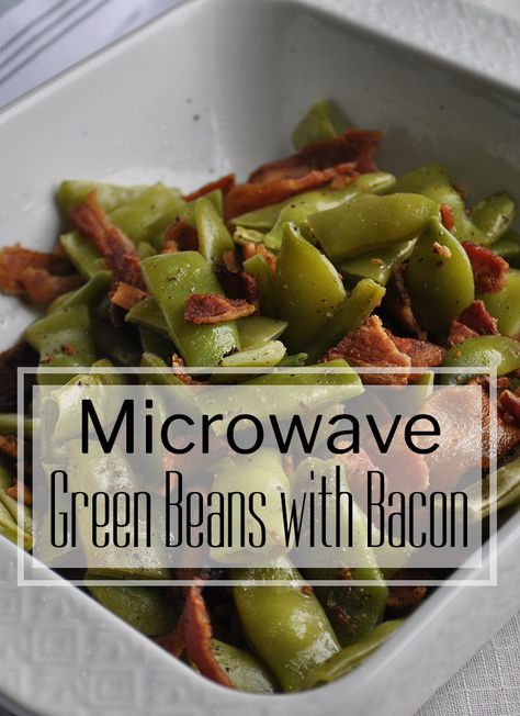 Microwave green beans with bacon | alittleandalot.com Green Beans In Microwave, Microwave Green Beans Recipe, Greenbeans Bacon, Microwave Green Beans, Canned Green Bean Recipes, Recipes Microwave, Legume Recipes, Bacon Chips, Italian Green Beans