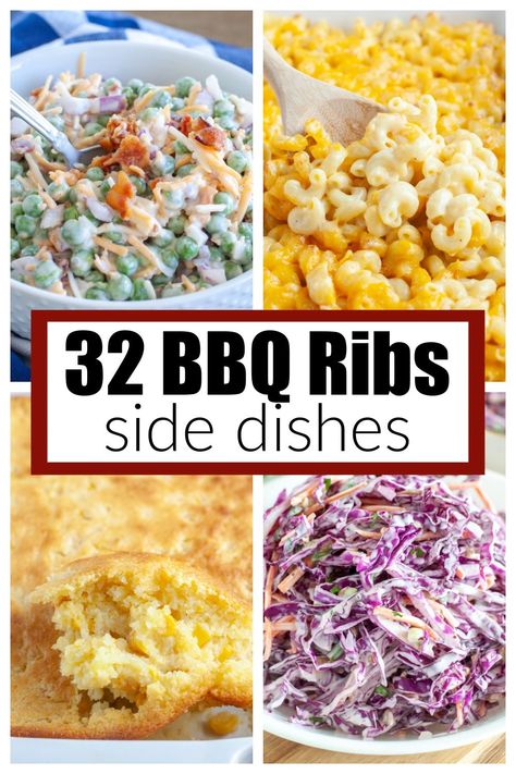 A variety of side dishes for ribs. These rib side dishes pair well with delicious, finger licking bbq ribs. From slaw to corn pudding, mac and cheese, and so many more. Bbq Party Sides Dishes, Bbq Pork Sides Dishes, Easy Healthy Side Dishes For Bbq, Pig Pickin Side Dishes, Side Dish With Ribs Dinner, Bbq Ribs Meal Sides Dishes, Texas Bbq Side Dishes, Sides To Serve With Bbq Ribs, What Goes Good With Bbq Ribs