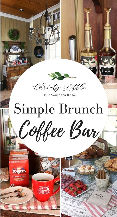 Coffee Bar Brunch Ideas, Coffee Bar Shower Brunch, Coffee Gathering Ideas, Coffee Bar For Brunch, Brunch Coffee Bar Ideas, Coffee Brunch Ideas, Coffee Bar For Event, How To Host A Coffee Party, Coffee Bar For Bridal Brunch