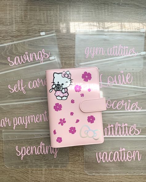 -Follow my IG @ash.ley.crafty -Custom Hello Kitty Budget Planner includes 6 custom money envelopes Hello Kitty Budget Binder, Hello Kitty Envelope, Money Organizer Diy Budget Binder, Budget Books, Bedazzled Liquor Bottles, Budget Planner Book, Cash Binder, Money Organizer, Cash Budgeting