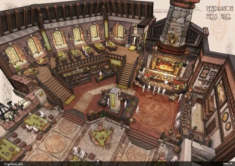 Guild Hall, Interior Concept Art, Mess Hall, Adventurer's Guild, Ghost King, Fantasy Rooms, Castles Interior, Medieval Houses, Hall Interior