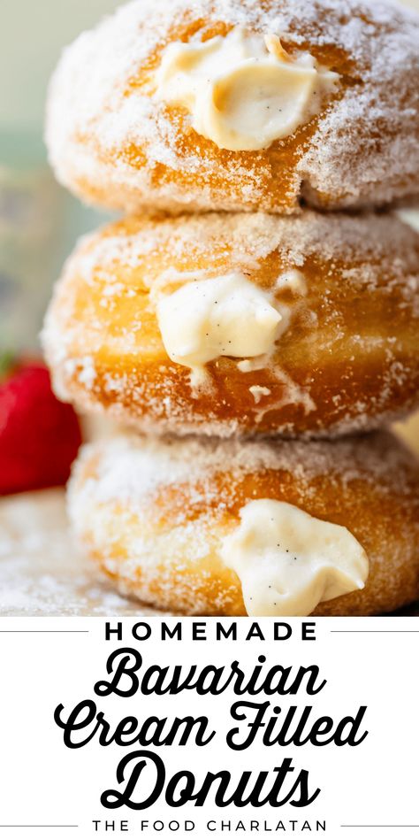 Filling For Donuts Recipes For, Cafe Dinner Ideas, Cream Donut Filling Recipe, Donut Recipes Fried, Best Doughnut Recipe, Cream Filling For Donuts Recipe, Donut Filling Ideas, Sweet Pastry Ideas, The Food Charlatan Recipes