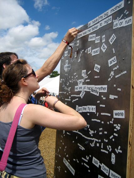 Happy customers at a communal magnetic poetry wall in Suffolk, England. Poetry Workshop, Magnetic Poetry, Poetry Design, Community Building Activities, Poetry Projects, Teen Lounge, Poetry Ideas, Library Architecture, Night Swimming