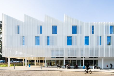 Digi-Tech Factory — COFFEY Coffey Architects, Sawtooth Roof, London Underground Stations, Sloped Garden, Industrial Architecture, Steel Columns, Norwich City, City College, Roof Light