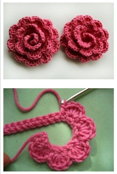 Crochet Rose Pattern, Hantverk Diy, Projek Menjahit, Crochet Flowers Easy, Crochet Flowers Free Pattern, Crochet Stitches For Beginners, Crochet Flower Tutorial, Quick Crochet, Crochet Rose