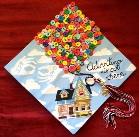 Adventure Is Out There Grad Cap, Inside Out Grad Cap, Asl Graduation Cap, Disney Graduation Cap Designs, Disney Grad Caps, Disney Graduation Cap, Flower Graduation Cap, Grad Hats, Funny Graduation Caps