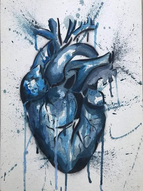 Art Ideas Drawing, Cold Art, Anatomical Heart Art, Art Spray Paint, Art On Cardboard, Modern Expressionism, Cold Heart, Human Anatomy Art, Acrylic Spray Paint