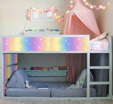 Kura Bed Stickers, Ikea Bunk Bed Ideas, Ikea Loft, Ikea Bunk Bed, Ikea Kura Bed, Ikea Kura, Kura Bed, Peel And Stick Vinyl, Big Girl Rooms