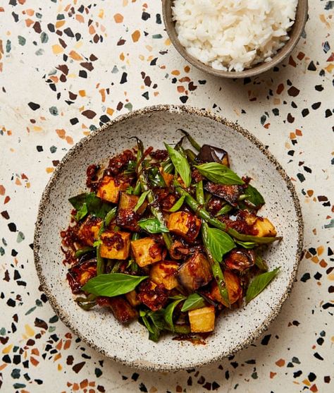 Meera Sodha’s vegan recipe for aubergine, green bean and Thai holy basil stir-fry | The New Vegan | Food | The Guardian Bean Tofu, Meera Sodha, Aubergine Recipe, Kecap Manis, Holy Basil, Eggplant Recipes, Stir Fry Recipes, Vegan Recipe, Green Bean