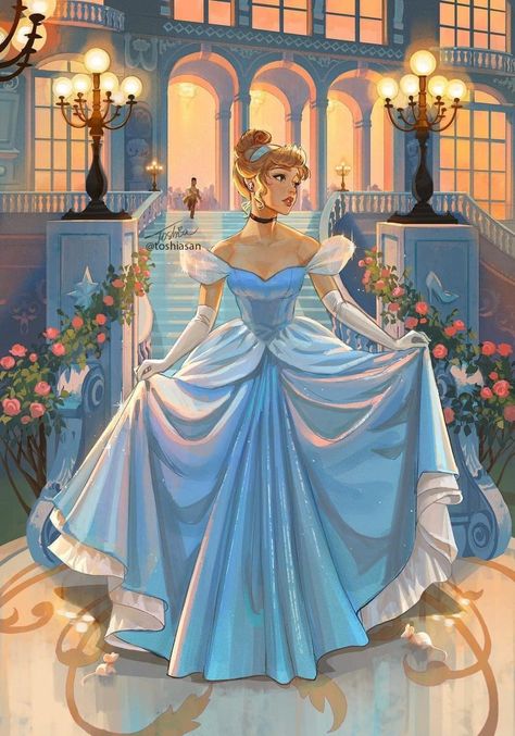 Disney Princess Illustration Art, Disney Princess Art Wallpaper, Princess Aesthetic Art, Cinderella Fanart, Disney Princess Paintings, Cinderella Wallpaper, Disney Princess Dress, Cinderella Aesthetic, Cinderella Art