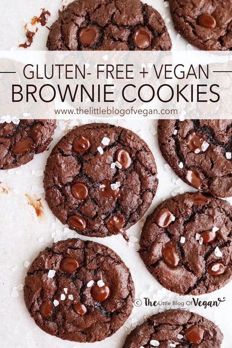 Gluten Free Vegan Cookies Easy, Vegan Gluten Free Treats, Vegan Gluten Free Cookies Recipes, Vegan Gf Cookies, Gf Df Cookies, Wfpb Cookies, Gluten Free Brownie Cookies, Gf Vegan Cookies, Chocolate Cookies Gluten Free