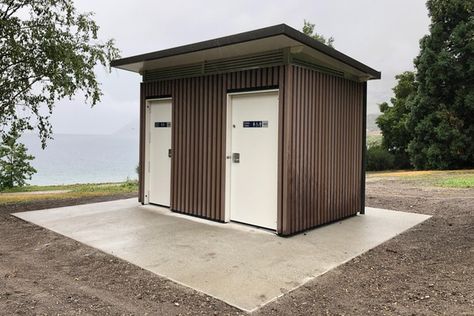 Gallery | Exeloo Public Toilets Toilet Exterior Design, Outdoor Restroom Design, Outdoor Toilet Design Modern, Outside Toilet Ideas Outdoor Bathrooms, Outside Toilet Ideas Backyards, Outside Toilet Ideas, Public Bathroom Ideas, Park Toilet Design, Outside Restroom