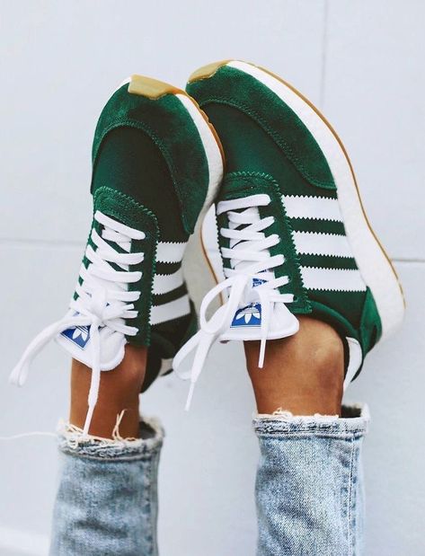 #shoes #sneakers #adidas Pastels Palette, Adidas Iniki, Look Boho Chic, Tennis Shoes Outfit, Earthy Green, Streetwear Shoes, Clothing Staples, Green Sneakers, Sneakers Adidas