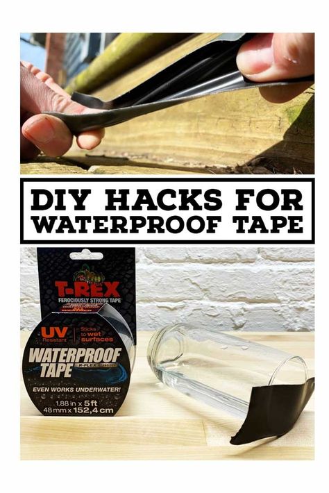 When the elements are taking the fight to your home, try these DIY Hacks using T-Rex Waterproof Tape to repair gutters, your roof and other others that need to keep the water out!  Check out more on Lazy Guy DIY! Diy Wedding Fans, Tape Projects, Diy Hanging Shelves, Diy Hack, Clean Bathtub, Carpentry Projects, Waterproof Tape, Mason Jar Crafts Diy, Laundry Room Makeover