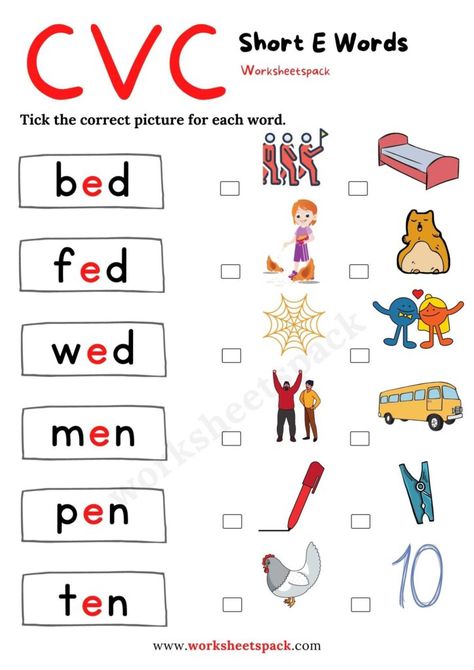 Short Vowel E Worksheets Free, Short E Words Worksheets, E Phonics Worksheet, Cvc Short E Worksheets, Short E Sound Worksheets, Cvc E Words Worksheet, Short E Cvc Words, Short Vowel E Worksheets, Sound Activities For Kids