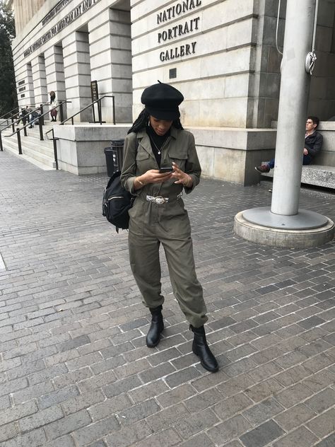 Olive Green Romper Outfit, Army Green Jumpsuit Outfit, Olive Jumpsuit Outfit, Highlowluxxe Style, Olive Green Jumpsuit Outfit, Green Romper Outfit, Green Jumpsuit Outfit, Jumpsuit Outfit Fall, Khaki Jumpsuit