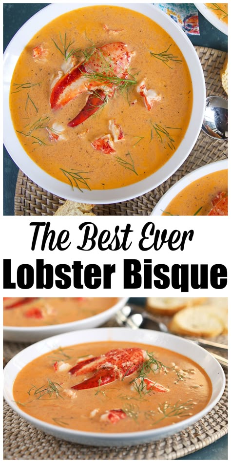 Healthy Lobster Bisque, Homemade Lobster Bisque, Lobster Newburg Recipes, Easy Lobster Bisque, Crab Bisque Recipe, Lobster Bisque Recipe, Bisque Soup Recipes, Lobster Bisque Soup, Bisque Soup