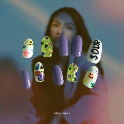 SOUR by Olivia Rodrigo inspired pressed on nails | Shopee Philippines Olivia Rodrigo Inspired Nails, Olivia Nails, Sour By Olivia Rodrigo, Pressed On Nails, Olivia Rodrigo Sour, Shopee Philippines, Inspired Nails, Art Theme, Body Picture