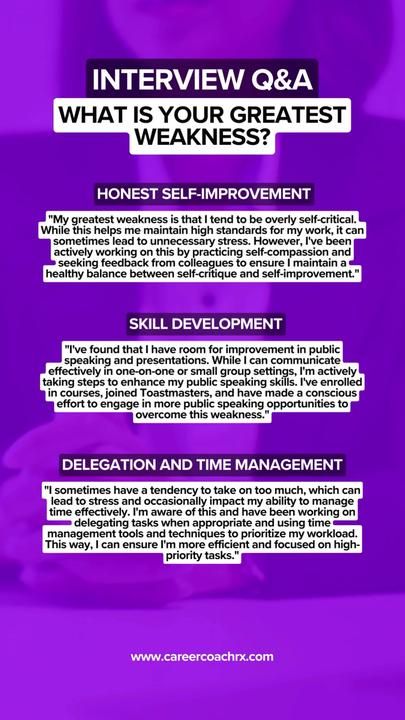 Embracing weaknesses is the first step towards personal growth. Just like a diamond, we all have facets that need a little polishing. 💎 Ready to shine brighter? Schedule a FREE Discovery Call and let's journey toward your success together! Tell Us About Yourself Interview Answer, Weaknesses For Interview, Tell Me About Yourself Interview Answer, Second Interview Questions, Job Interview Prep, Job Interview Answers, Interview Help, Job Interview Preparation, Job Interview Advice