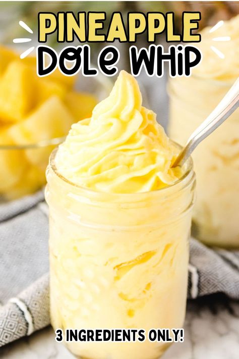 No need for a trip to Disney to enjoy the deliciousness of their famous Dole Whip. They’ve shared their secret recipe for this refreshing drink with us, and it’s the perfect summer treat! Three ingredients are all you need - Pineapple, pineapple juice, and ice cream! Not a copycat recipe - this is Disney's Offical Recipe! Pineapple Whip Recipe, Pineapple Ice Cream Recipe, Dole Pineapple Whip, Disney Dole Whip, Pineapple Dole Whip, Turkey Drumsticks, Dole Whip Recipe, Pineapple Ice Cream, Yummy Summer Drinks