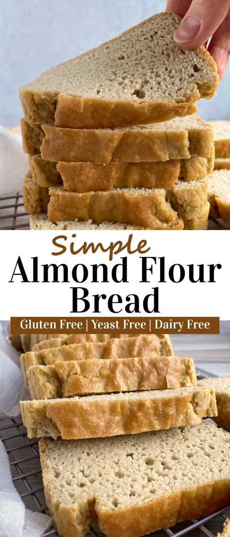 Almond Bread Recipe, Almond Flour Bread Recipes, Paleo Bread Recipe, Dairy Free Bread, Yogurt Bread, Yeast Free Breads, Almond Flour Bread, Gluten Free Yeast Free, Grain Free Bread