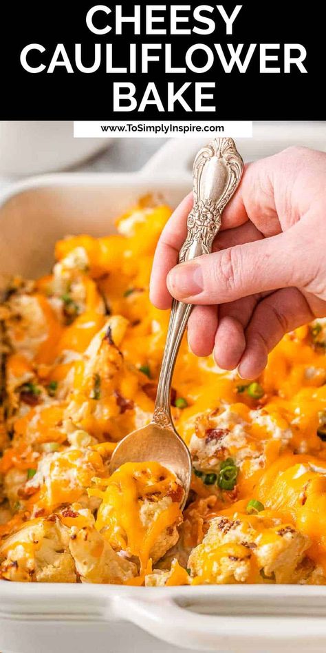 Veggies Meals, Oven Baked Cauliflower, Loaded Cauliflower Bake, Cheesy Cauliflower Bake, Cauliflower Burger, Cauliflower Bake, Kid Friendly Meals Dinner, Cobbler Recipes Easy, Keto Board