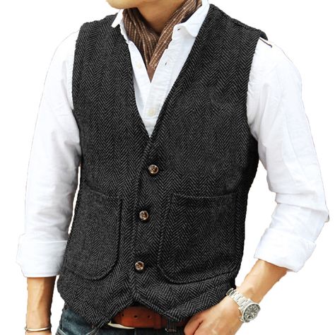 Hunting Classic Men Vintage Tweed Vest Herringbone Waistcoats Wedding Retro Wool | eBay Flannel Wedding Groomsmen, Flannel Wedding, Steampunk Vest, Wedding Retro, Trade Market, Men Bodies, Tweed Waistcoat, Tweed Vest, Brown Tweed