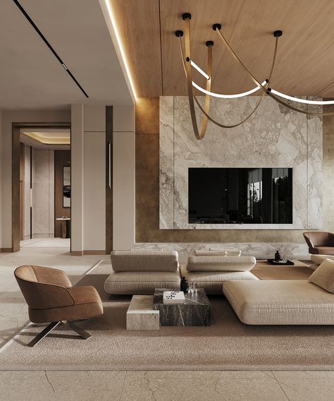 Modern Luxury Villa, Apartment Behance, Sand House, Inviting Living Room, Modern Villa Design, House Villa, Sophisticated Decor, Tv Wall Design, 아파트 인테리어