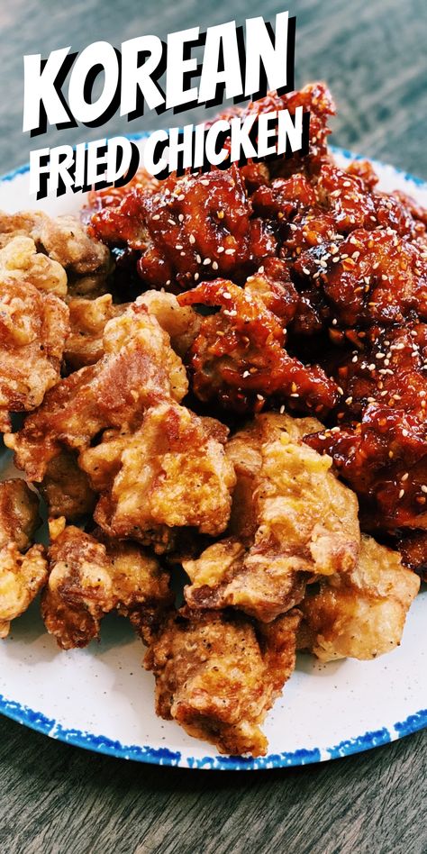 Korean Style Fried Chicken Wing Recipes, Korean Style Crunchy Chicken, Korean Chicken Nuggets, Korea Chicken Fried, Boneless Korean Fried Chicken, Korean Crunchy Chicken, Korean Fried Chicken Street Food, Twice Fried Chicken, Korean Fried Chicken Bites