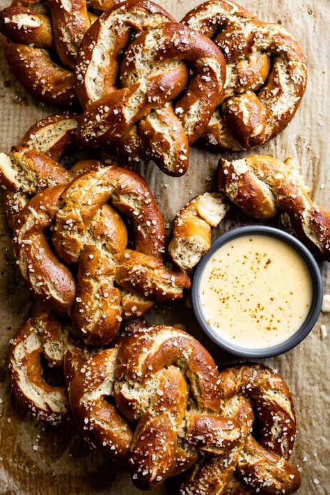 The BEST Gluten-Free Soft Pretzels Homemade Cheese Dip, Gluten Free Soft Pretzels, Pretzel Dough, Gluten Free Dough, Gluten Free Pretzels, Baking Soda Bath, Homemade Soft Pretzels, Cheese Sauce Recipe, Pretzels Recipe