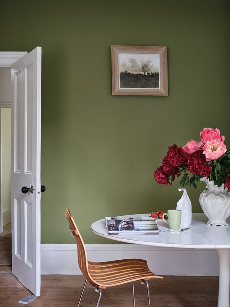 New colours by Farrow & Ball with the Natural History Museum – Ball Green Farrow And Ball, Olive Green Paints, Free Wallpaper Samples, Top Paint Colors, Farrow & Ball, Sap Green, Paint Trends, Trending Paint Colors, Farrow And Ball Paint