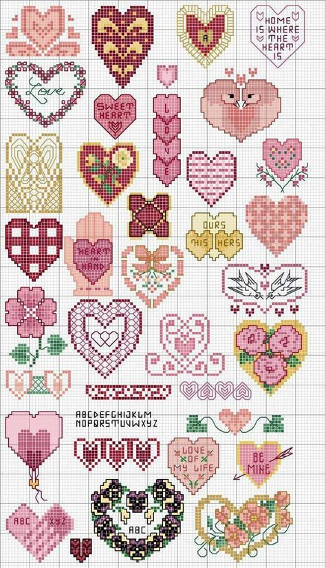 Hearts And Flowers, Cross Stitch Love, Cross Stitch Needles, Cross Stitch Heart, Mini Cross Stitch, Crochet Cross, Free Cross Stitch, A Cross, Cross Stitch Charts