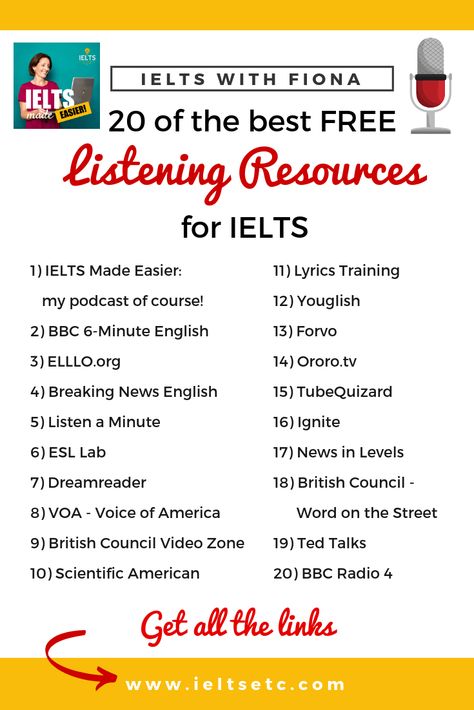 IELTS Listening Study Links - IELTS with Fiona Listening Tips For Ielts, Listening Ielts Tips, Ielts Topics, English Listening, Ielts Listening, Ielts Tips, Ielts Speaking, Ielts Reading, English Teaching Materials